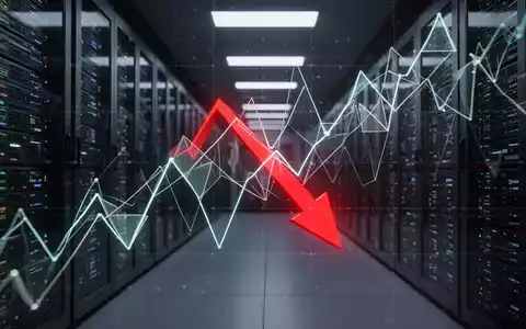 Eine abstrakte Darstellung von Börsendaten mit einem deutlichen Abwärtstrend, symbolisiert durch eine rote Pfeilspitze. - Foto: über boerse-global.de