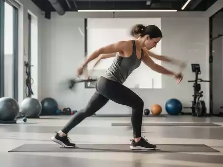 Eine Person führt eine Mobilitätsübung in einem hellen Fitnessstudio durch, die auf Hüfte und Wirbelsäule abzielt. - Foto: über boerse-global.de