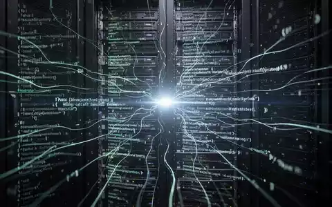 Abstrakte Darstellung von Cybersicherheit mit leuchtenden Codezeilen und Datenflüssen auf dunklen Serverracks. - Foto: über boerse-global.de