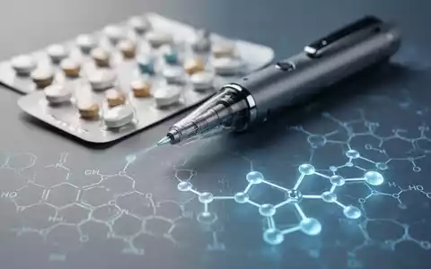 Eine Nahaufnahme eines modernen Injektionspens oder einer Medikamentenpackung, umgeben von stilisierten wissenschaftlichen Grafiken. - Foto: über boerse-global.de