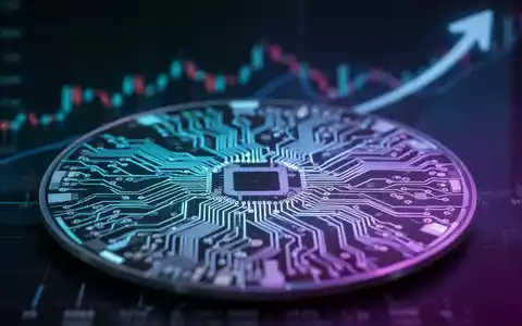 Nahaufnahme einer hochmodernen Siliziumscheibe mit komplexen Schaltkreismustern, die in blauem und violettem Licht leuchten, im Hintergrund ein unscharfer aufsteigender Börsenchart. - Foto: über boerse-global.de