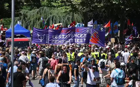 Anti-G7-Protest am 14.06.2026 - Foto: via dts Nachrichtenagentur