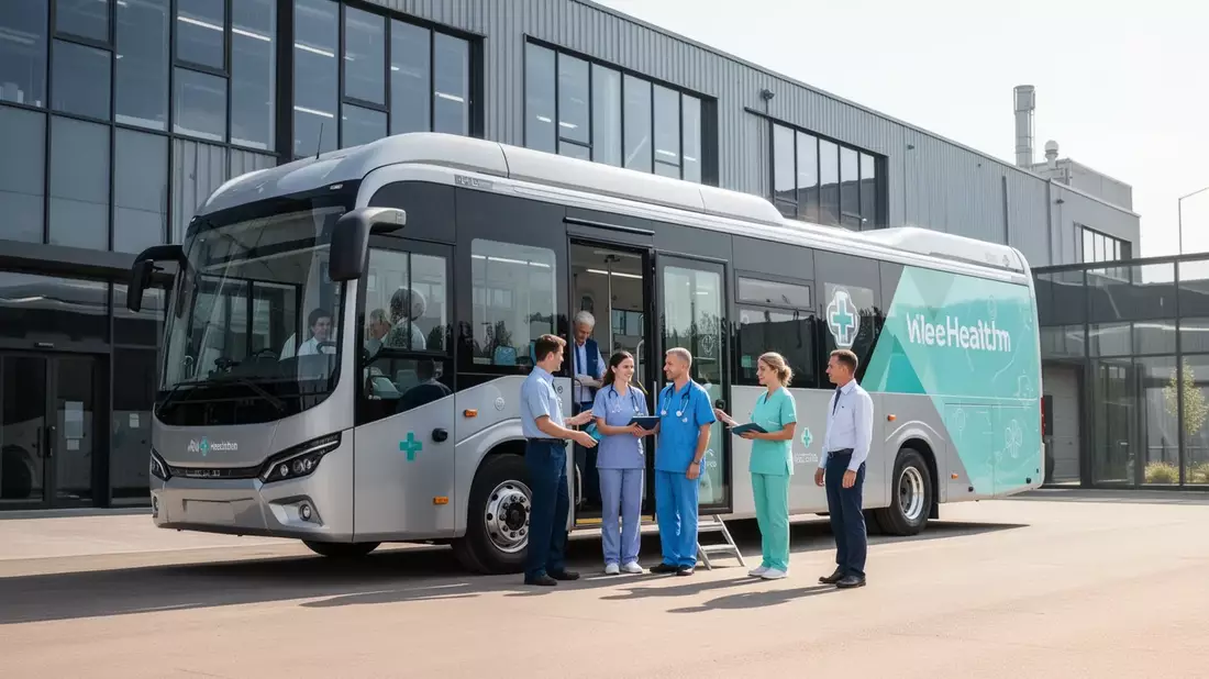 AKNÖ-Gesundheitsbus: Vorsorge-Checks direkt bei Syntegon