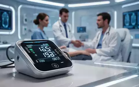 Nahaufnahme eines modernen, manschettenlosen Blutdruckmessgeräts mit digitalen Anzeigen in einer klinischen Umgebung. - Foto: über boerse-global.de