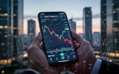 Eine Hand hält ein Smartphone mit einer Börsen-App, die einen Abwärtstrend zeigt, im Vordergrund eines unscharfen Finanzviertels. - Foto: über boerse-global.de