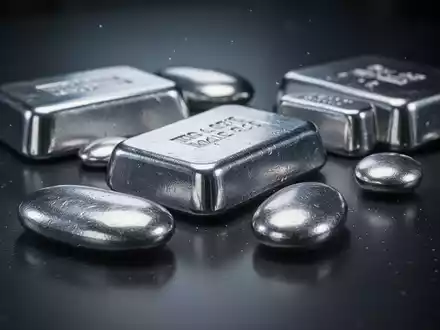 Nahaufnahme von glänzenden Niob-Metallproben, möglicherweise Barren oder Pellets, die auf einer dunklen Oberfläche liegen. - Foto: über boerse-global.de