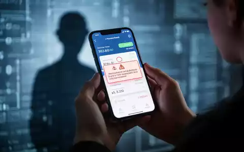 Junge Hände halten ein Smartphone, dessen Bildschirm eine Warnung vor Online-Betrug anzeigt, mit verschwommenem Hintergrund. - Foto: über boerse-global.de