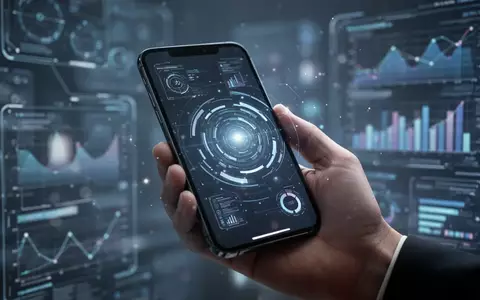 A hand holding a smartphone with a futuristic, glowing interface, set against a blurred high-tech background. - Foto: über boerse-global.de