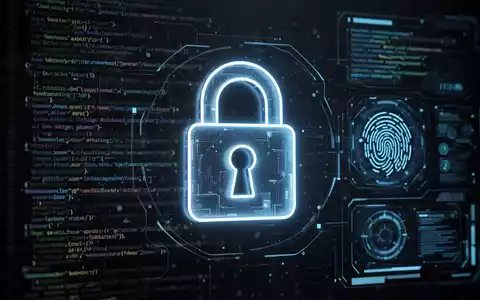 A glowing padlock icon over a digital interface with code and biometric scanner elements, symbolizing browser security changes. - Foto: über boerse-global.de