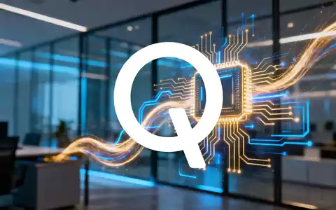 Abstrakte Darstellung von Mikrochips und Datenströmen, die Technologie und Investition symbolisieren, mit einem modernen Büro im Hintergrund. - Foto: über boerse-global.de