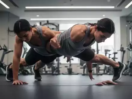Eine Person in einer perfekten Unterarmstütz-Position, die Rumpfstabilität und Kraft demonstriert, in einem modernen Fitnessstudio. - Foto: über boerse-global.de