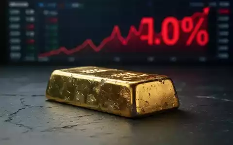 Ein goldener Barren auf dunklem Untergrund, im Hintergrund eine unscharfe rote Zahl, die Inflation darstellt. - Foto: über boerse-global.de