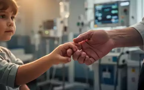 Eine Kinderhand hält sanft einen Erwachsenenfinger, im verschwommenen Hintergrund medizinische Geräte und warmes Licht. - Foto: über boerse-global.de