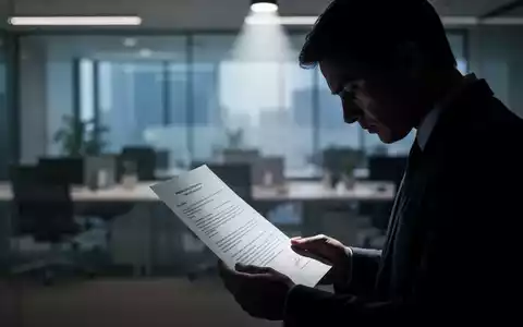 Eine Person im Schatten hält ein Dokument in einem dramatisch beleuchteten Büro, symbolisierend Enthüllung und Konsequenz. - Foto: über boerse-global.de