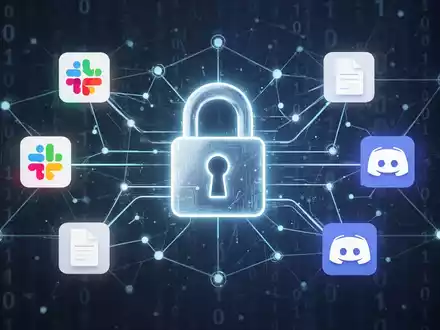 A glowing digital padlock icon overlaid on a network of interconnected lines and nodes, representing secure communication and data encryption across collaboration apps. - Foto: über boerse-global.de
