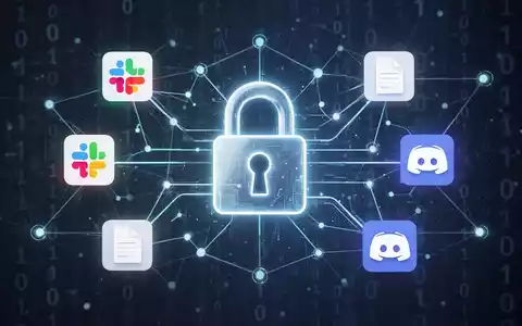 A glowing digital padlock icon overlaid on a network of interconnected lines and nodes, representing secure communication and data encryption across collaboration apps. - Foto: über boerse-global.de