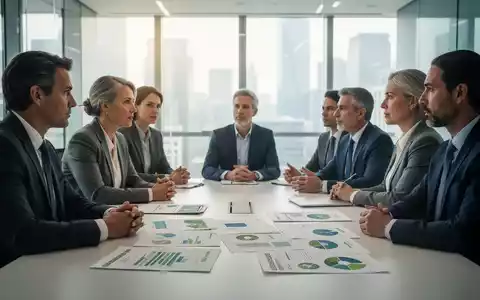 Führungskräfte diskutieren Nachhaltigkeitsberichte an einem Konferenztisch, umgeben von Dokumenten und Bildschirmen. - Foto: über boerse-global.de