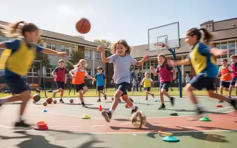 Kinder spielen draußen Sport, mit Fokus auf Bewegung und Freude, in einer Schulumgebung. - Foto: über boerse-global.de