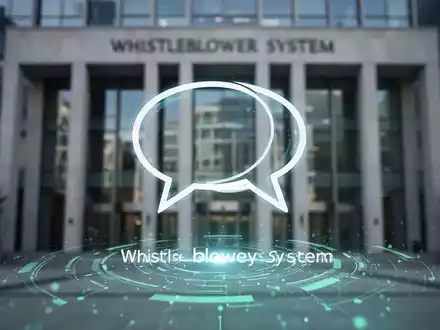 Eine stilisierte Sprechblase über einer unscharfen modernen Rathausfassade, symbolisiert Kommunikation und Transparenz in der Verwaltung. - Foto: über boerse-global.de