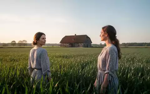 Eine Frau steht in einem Feld mit grünen Pflanzen in Brandenburg, im Hintergrund ein traditionelles Bauernhaus. - Foto: über boerse-global.de