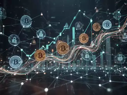 An abstract digital network with glowing lines and nodes, representing interconnected AI agents and tokens in a decentralized marketplace. - Foto: über boerse-global.de