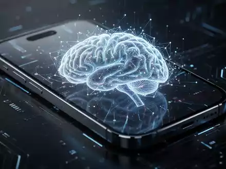 A sleek smartphone with a glowing, abstract neural network graphic on its screen, symbolizing AI and increased RAM. - Foto: über boerse-global.de