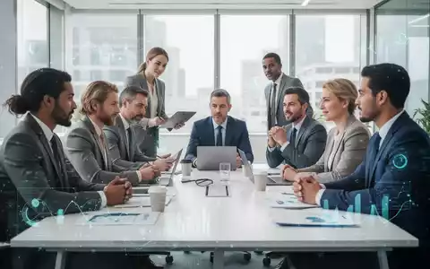Eine Gruppe von Fachleuten bei einer Besprechung in einem modernen Büro, symbolisch für betriebliches Gesundheitsmanagement und Teamarbeit. - Foto: über boerse-global.de
