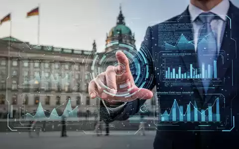 A hand interacts with a holographic interface displaying data and German text, symbolizing digital transformation challenges in public administration. - Foto: über boerse-global.de