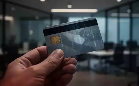 Nahaufnahme einer Hand, die eine Kreditkarte hält, mit verschwommenem Hintergrund eines modernen Büros. Symbolisiert Zahlungsbetrug und finanzielle Risiken. - Foto: über boerse-global.de