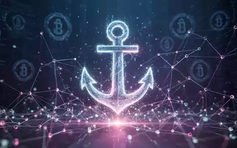 Ein futuristischer, leuchtender digitaler Anker, der aus einem komplexen Netzwerk von Knoten und Datenströmen hervorgeht. - Foto: über boerse-global.de