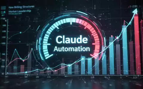 A digital meter displaying 'Claude' and 'Automation' with financial graphs in the background, symbolizing new billing and market share. - Foto: über boerse-global.de