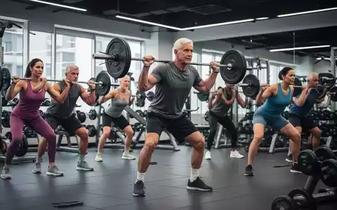 Eine Gruppe von Erwachsenen unterschiedlichen Alters führt Krafttraining in einem modernen Fitnessstudio durch, um Muskeln aufzubauen und Knochen zu stärken. - Foto: über boerse-global.de