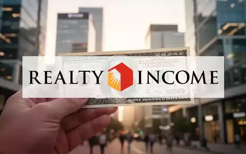 Eine Hand hält einen US-Dollar-Schein vor verschwommenen modernen Gewerbeimmobilien, symbolisiert monatliche Dividende. - Foto: über boerse-global.de