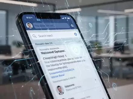 Close-up of an iPhone screen showing an email app with AI-powered security and search features. - Foto: über boerse-global.de