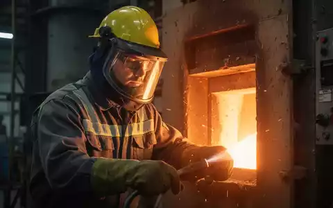 Ein Industriearbeiter in Schutzkleidung vor einer Wärmequelle, die das Thema thermische Gefahren am Arbeitsplatz illustriert. - Foto: über boerse-global.de