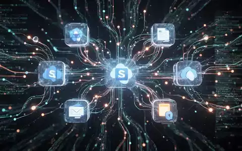An abstract illustration of interconnected digital components and glowing network nodes, symbolizing open-source software and collaboration. - Foto: über boerse-global.de