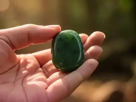 Eine Hand hält sanft einen polierten grünen Jadestein, der Ruhe und traditionelle chinesische Medizin symbolisiert. - Foto: über boerse-global.de
