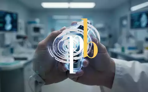 Eine Hand hält ein futuristisches medizinisches Diagnosegerät, das blau leuchtet, mit einem verschwommenen Laborhintergrund. - Foto: über boerse-global.de