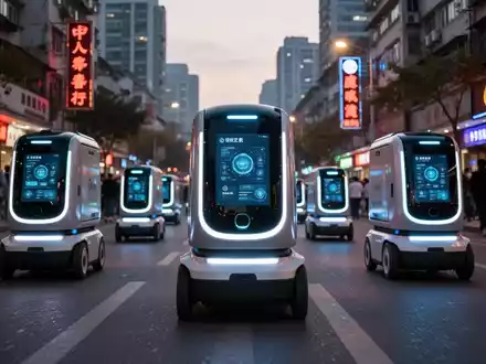 Autonomous delivery robots on a city street, showcasing advanced logistics technology and urban integration. - Foto: über boerse-global.de