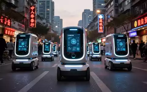 Autonomous delivery robots on a city street, showcasing advanced logistics technology and urban integration. - Foto: über boerse-global.de