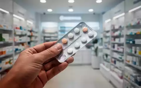 Eine Hand hält eine Blisterpackung mit Schmerzmitteln, im unscharfen Hintergrund ist eine Apotheke zu sehen. - Foto: über boerse-global.de