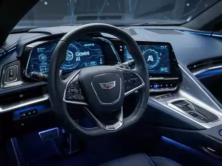 Futuristisches Autointerieur mit integriertem Gemini AI-Display auf dem Armaturenbrett eines Luxusautos wie einem Cadillac oder einer Corvette. - Foto: über boerse-global.de