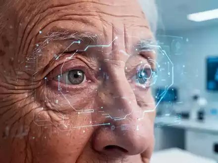Nahaufnahme eines älteren Auges mit einer subtilen digitalen Überlagerung, die medizinische Innovation und verbesserte Sehkraft andeutet. - Foto: über boerse-global.de