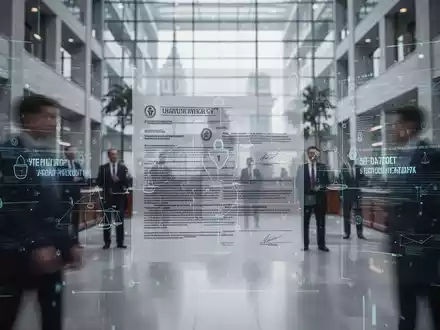 Abstrakte Darstellung von Gesetzestexten oder einem Gesetzgebungsverfahren mit verschwommenen Figuren in einem Regierungsgebäude. - Foto: über boerse-global.de