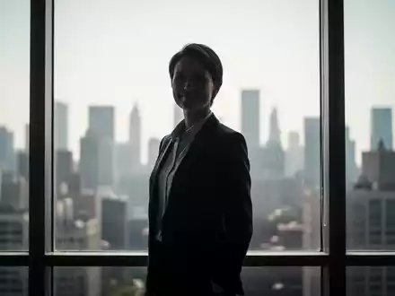 Eine Person steht selbstbewusst an einem Fenster mit Blick auf eine Stadtlandschaft, symbolisierend Stärke und persönliches Wachstum. - Foto: über boerse-global.de