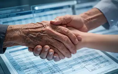 Zwei Hände, eine ältere und eine jüngere, halten sich sanft, mit einem unscharfen Hintergrund, der Finanzdokumente andeutet. - Foto: über boerse-global.de
