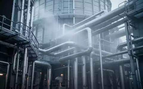 Nahaufnahme der komplexen Rohrleitungen und des Nebels eines modernen Industriekühlturms, der die technische Komplexität hervorhebt. - Foto: über boerse-global.de