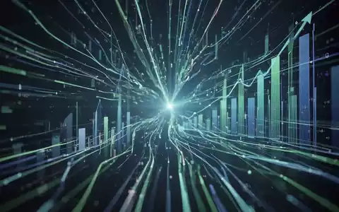 Abstrakte Darstellung von digitalem Transaktionsvolumen mit Linien und Formen, die Finanzfluss und Wachstum symbolisieren. - Foto: über boerse-global.de