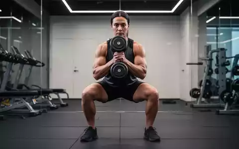 Eine Person führt eine Goblet-Kniebeuge mit einer Hantel in einem modernen Fitnessstudio aus, Fokus auf Koordination und Muskeln. - Foto: über boerse-global.de