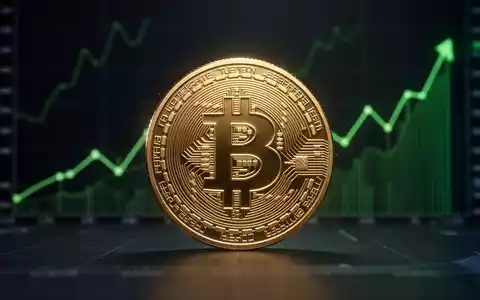 Eine stilisierte digitale Münze, die Bitcoin ähnelt, mit leichtem Glühen und grünen Aufwärtstrends im Hintergrund. - Foto: über boerse-global.de